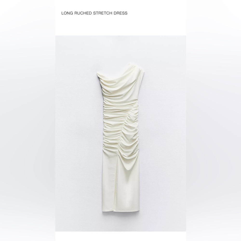 NWT Zara White Ruched Dress